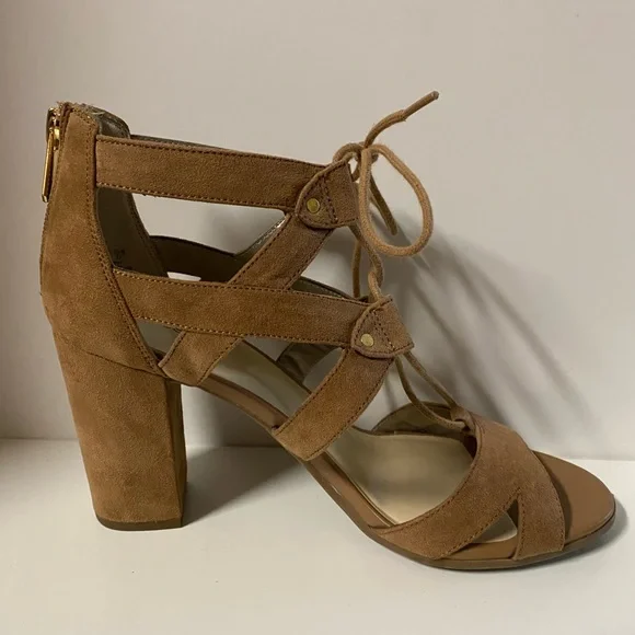 Francescas Collection Eliza Women’s 7 Lace Up Heels Open Toe Sandals Cut Out Tan - Picture 6 of 12